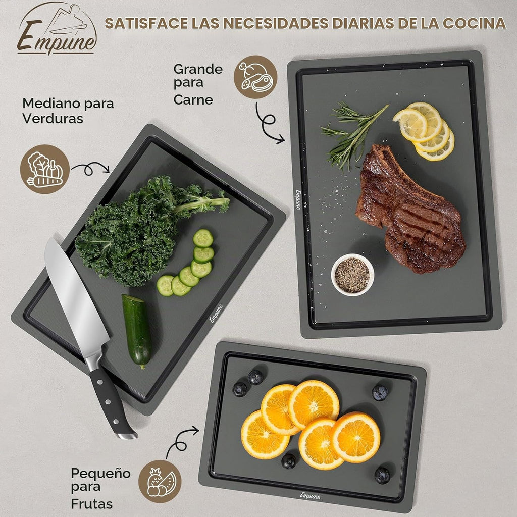 Empune - Juego de tablas de cortar de plástico, tablas de cortar de...