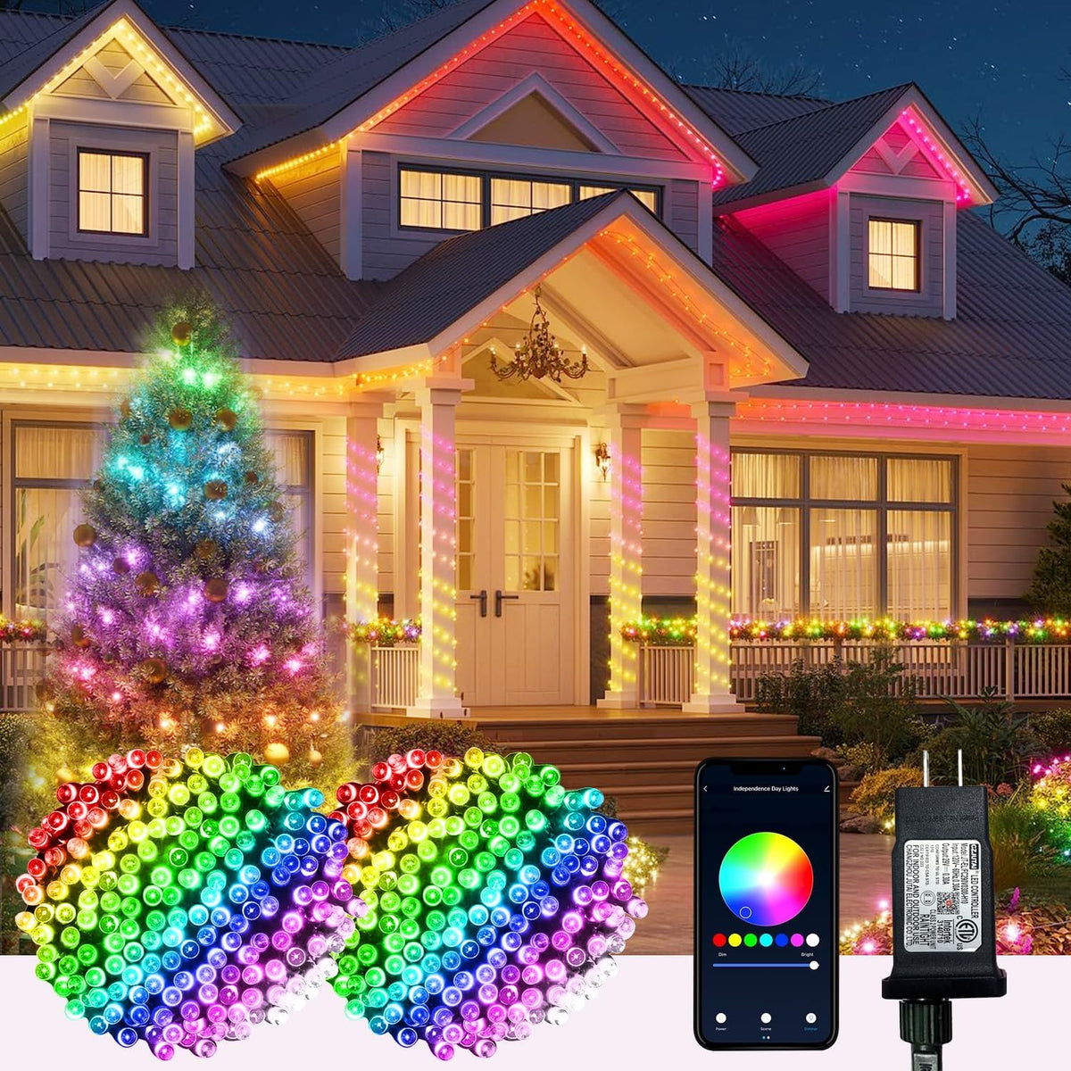 Dreicht Luces de Cadena Navideñas Inteligentes - 196 pies, 600 LEDs...