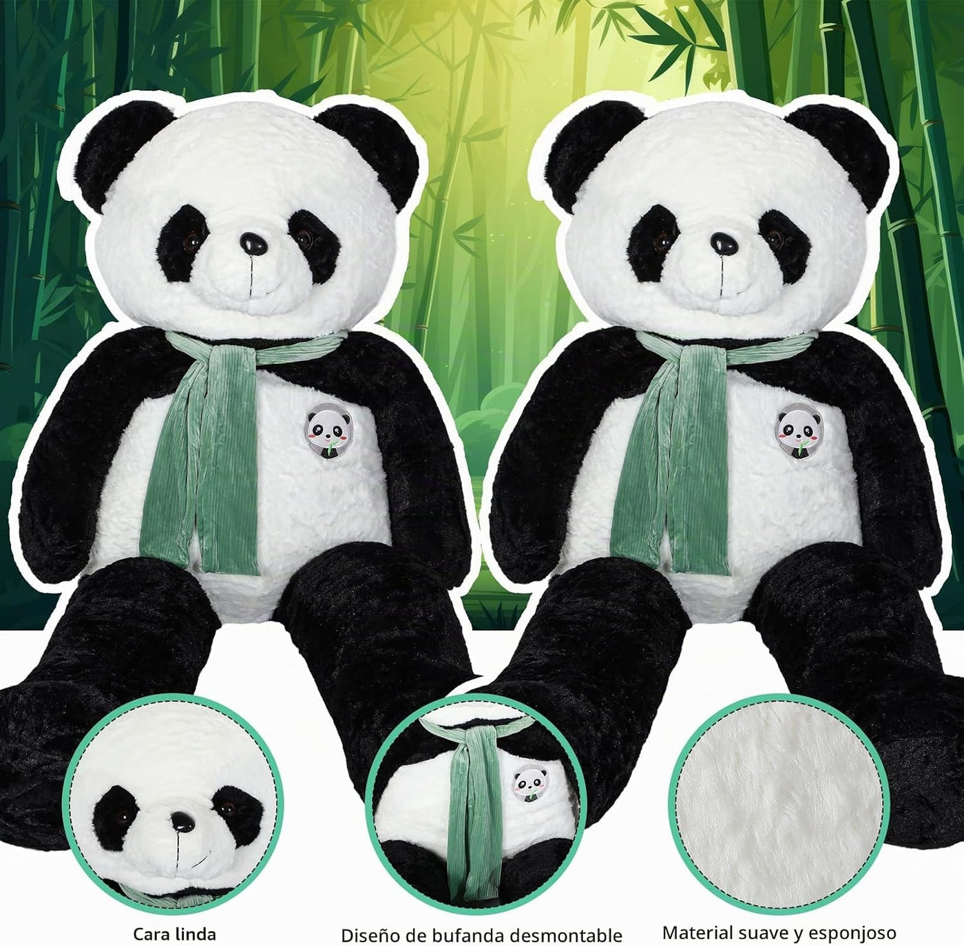 RoundFunny Peluche de oso panda gigante de 63 pulgadas | Animal de...