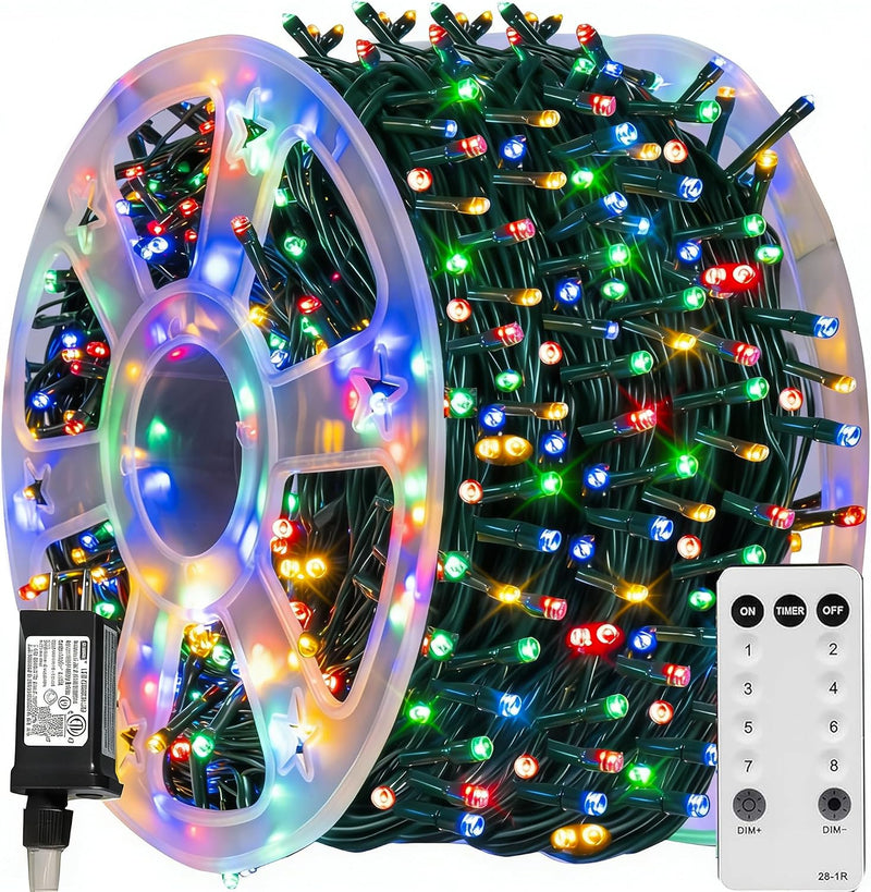 TW SHINE Luces de Navidad, 600 LED de 196 pies de cadena de luces n...