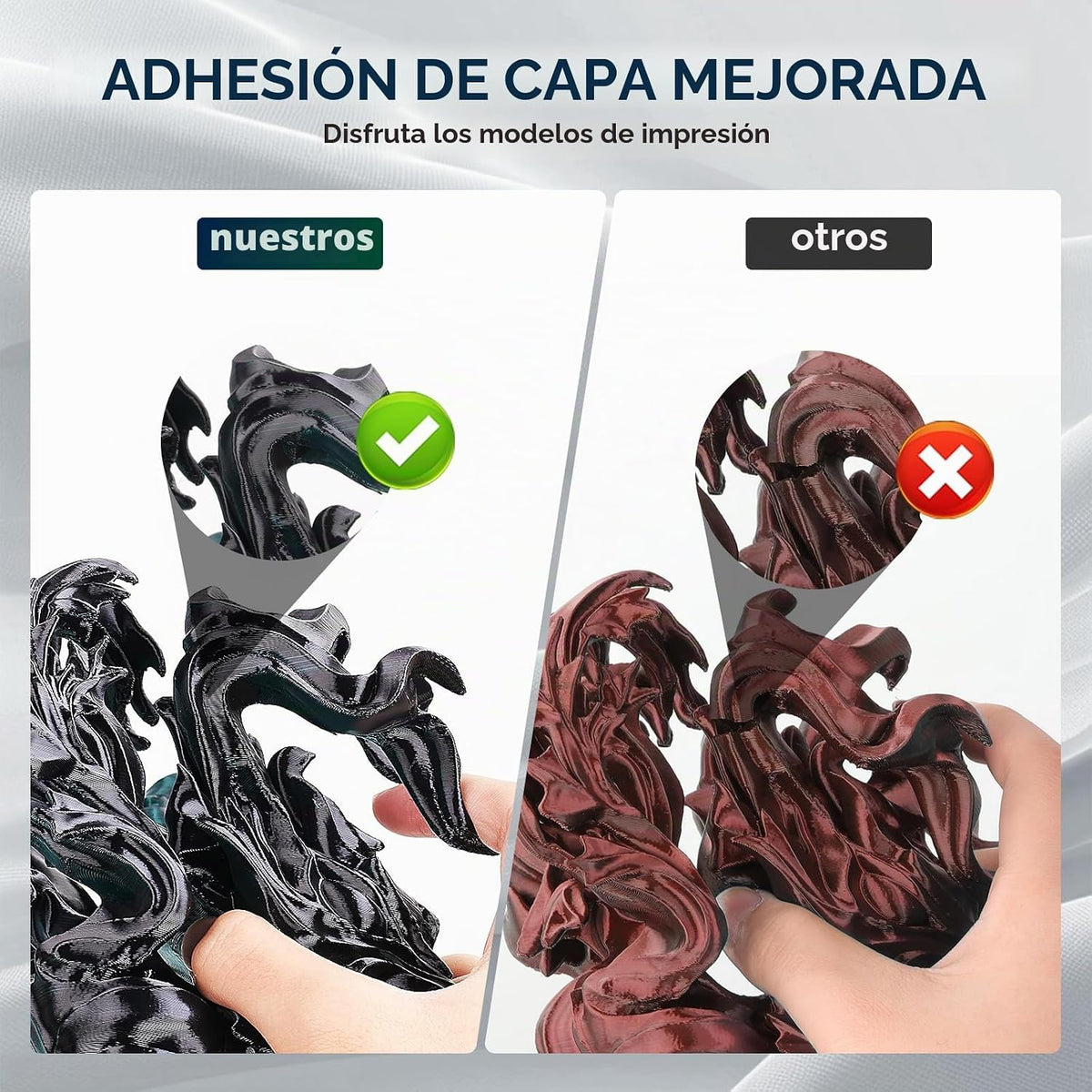 ERYONE Filamento de ácido poliláctico (PLA) de seda bicolor para im...