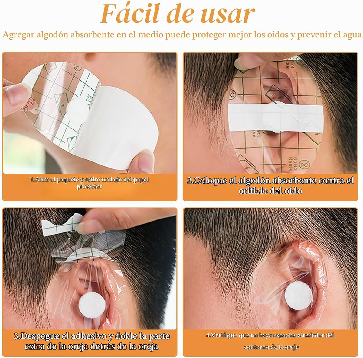 Cubiertas para los oídos para la ducha impermeables (200 L+100 pequ...