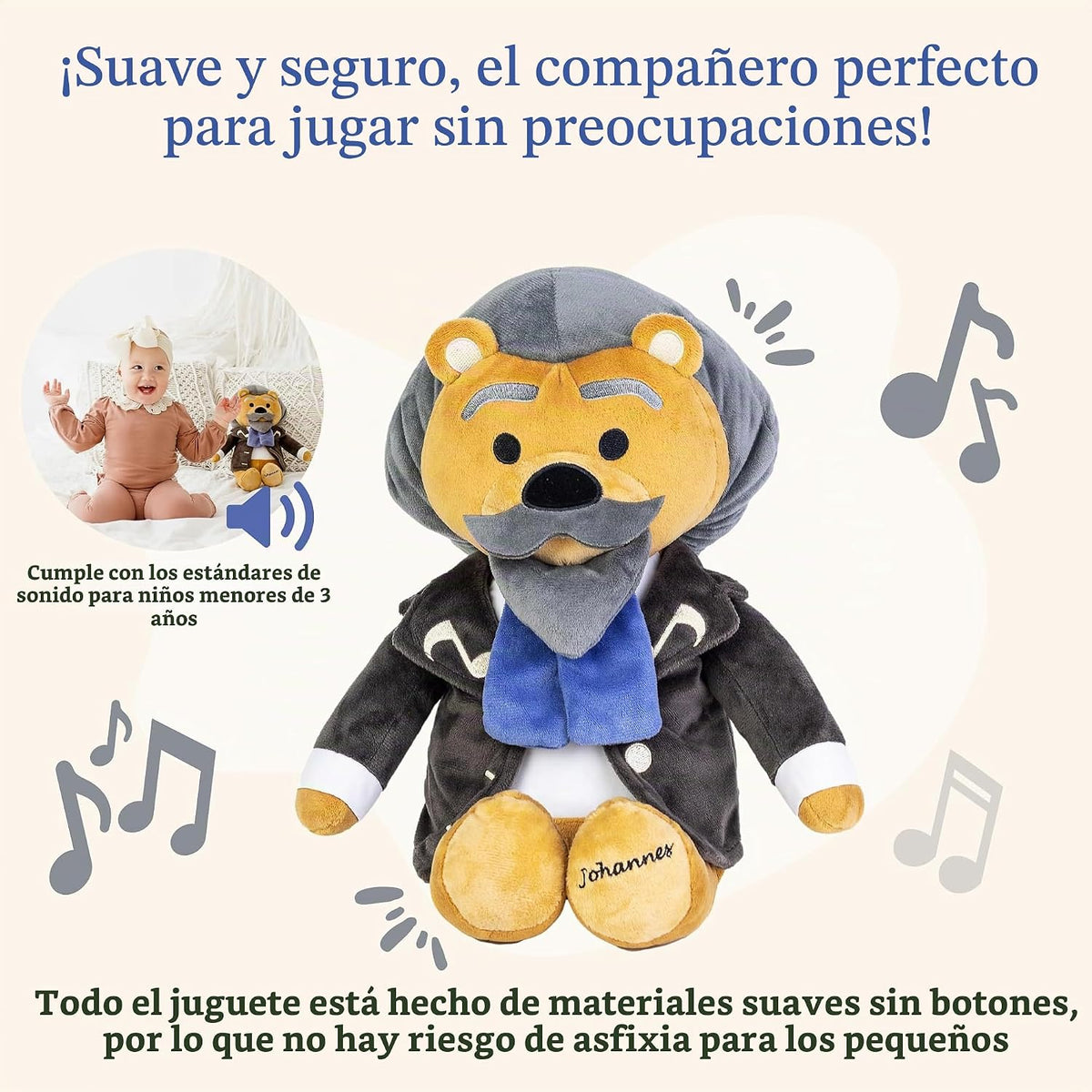 Vosego Virtuoso Bears - Juguetes de peluche de doble modo con músic...
