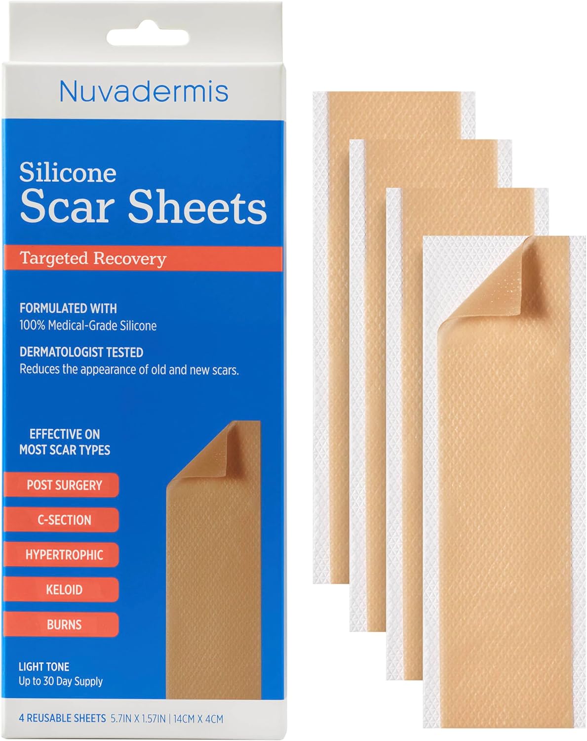 NUVADERMIS Hojas de silicona para cicatrices \u2013 Hojas de cicatr...