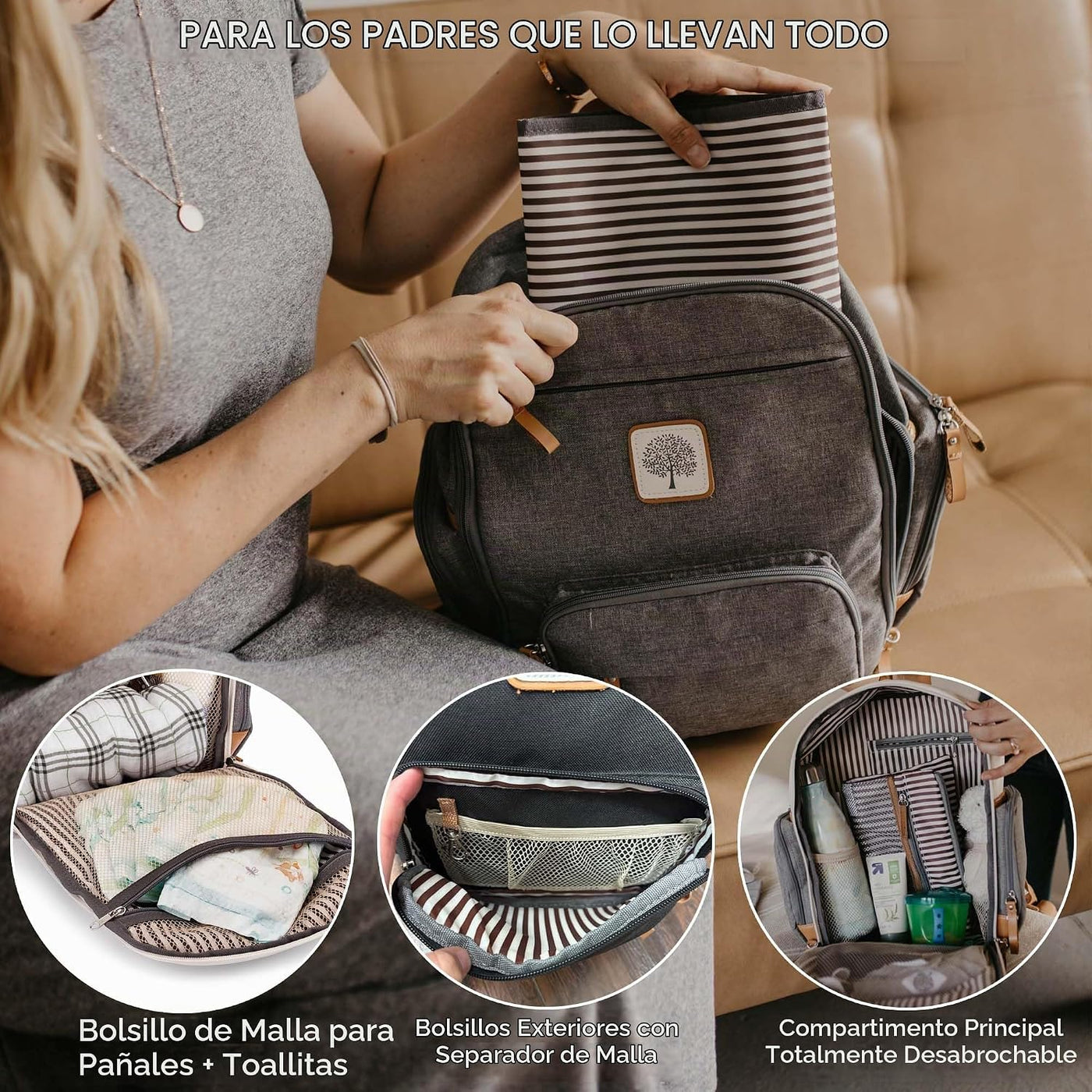 Parker - Mochila para pañales para bebé, bolsa de pañales con crema...