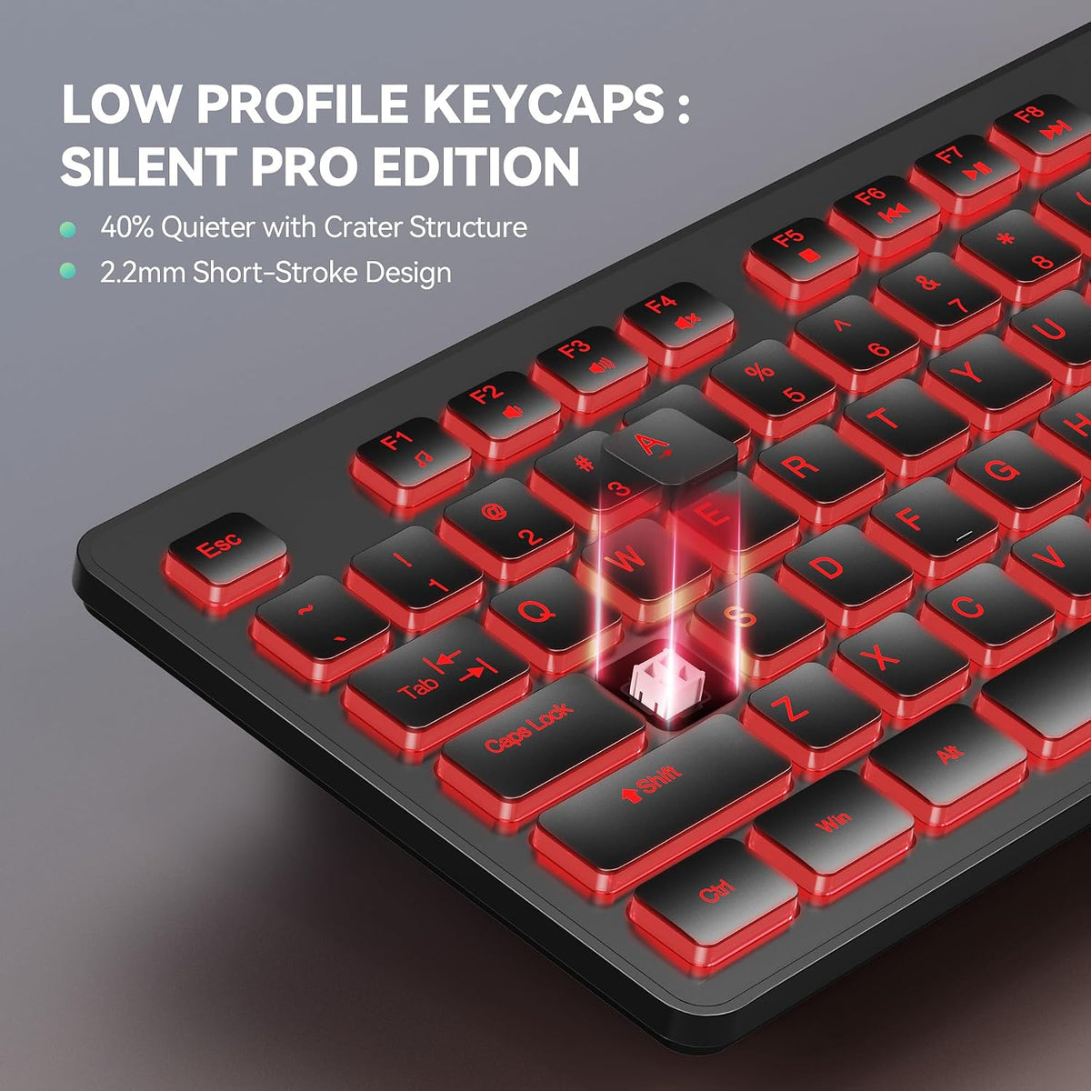 TECKNET Teclado con cable, escritura silenciosa, diseño de tamaño c...