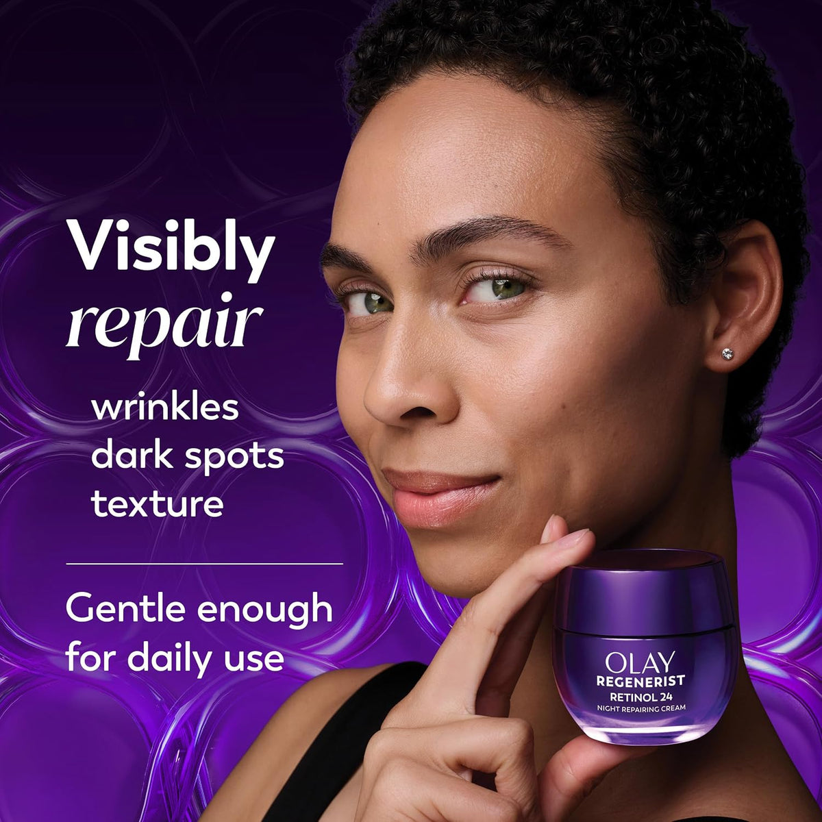 Olay Crema de noche de retinol para mujeres, hidratante facial anti...