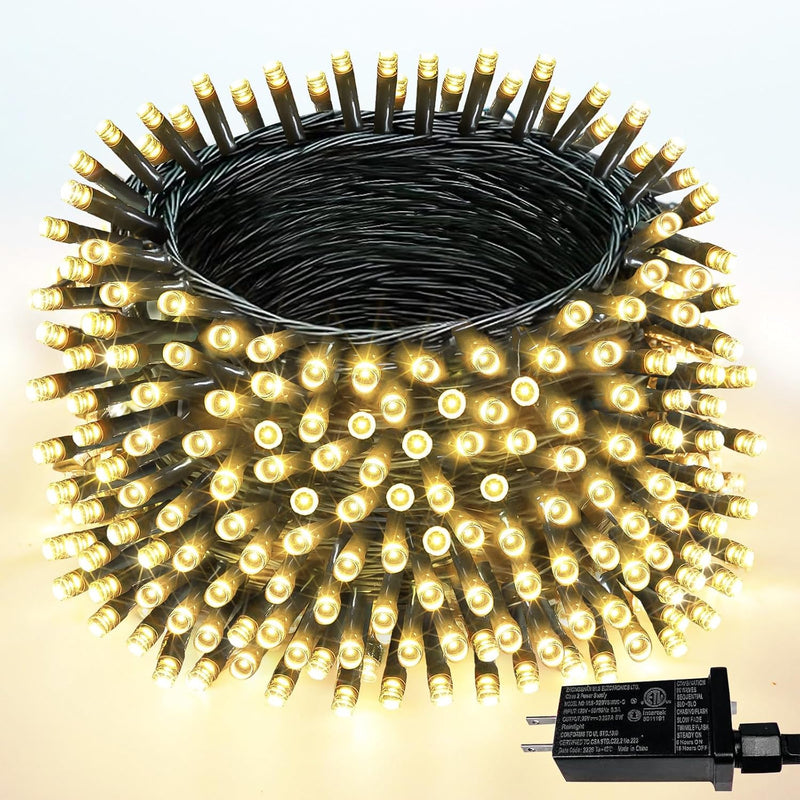 Guirnalda de luces navideñas LED de 300 pies, 108 pies, enchufable,...