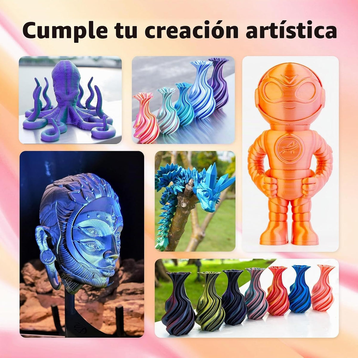 AMOLEN - Filamento de impresora 3D de seda PLA, PLA de dos colores...