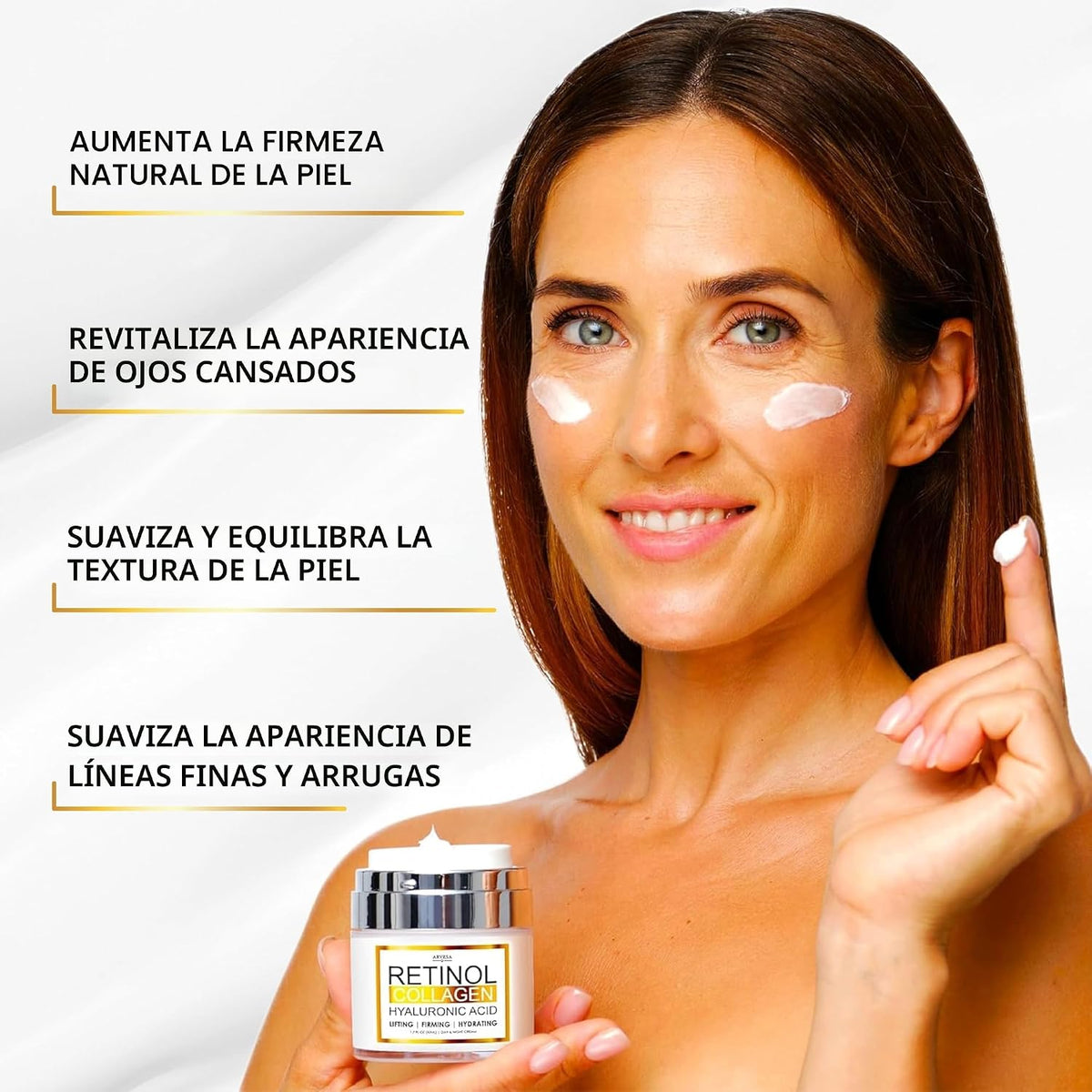 (2 unidades) Crema de retinol para rostro con colágeno y ácido hial...