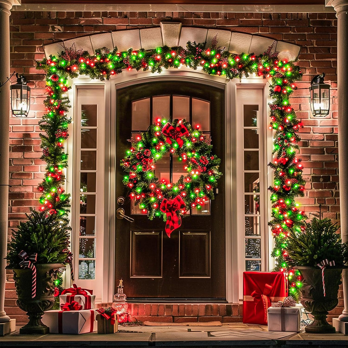 JMEXSUSS 200 luces LED de Navidad rojas, blancas y verdes para exte...