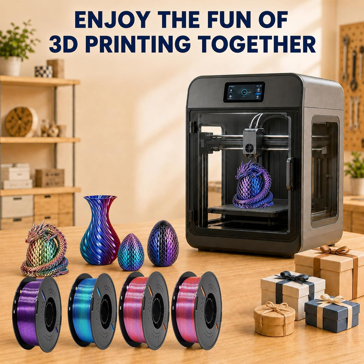 Meuymeu Filamento PLA+ de 0.069 pulgadas, filamento PLA+ sedoso con...