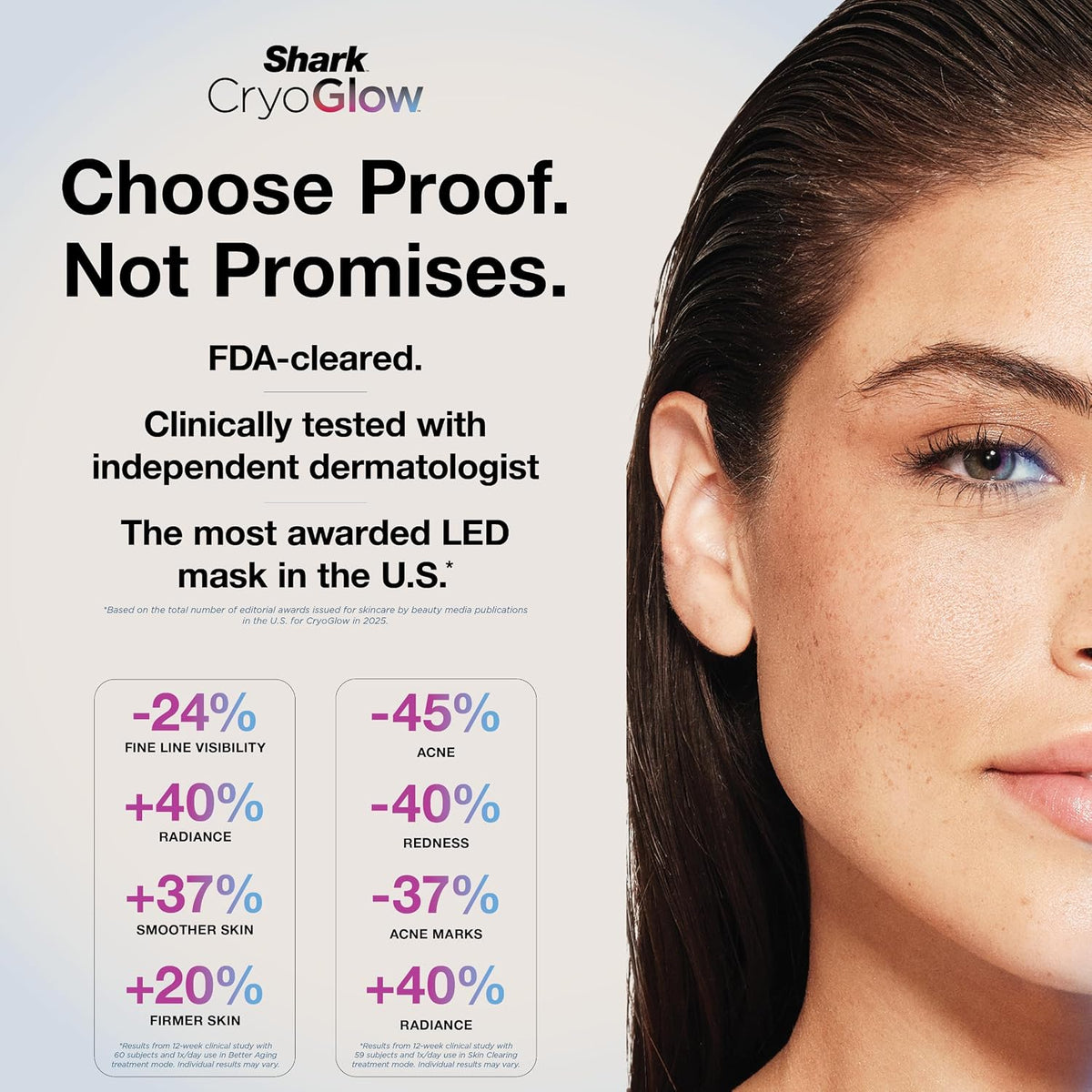 Mascarilla facial LED Shark CryoGlow, terapia de luz roja, enfriami...