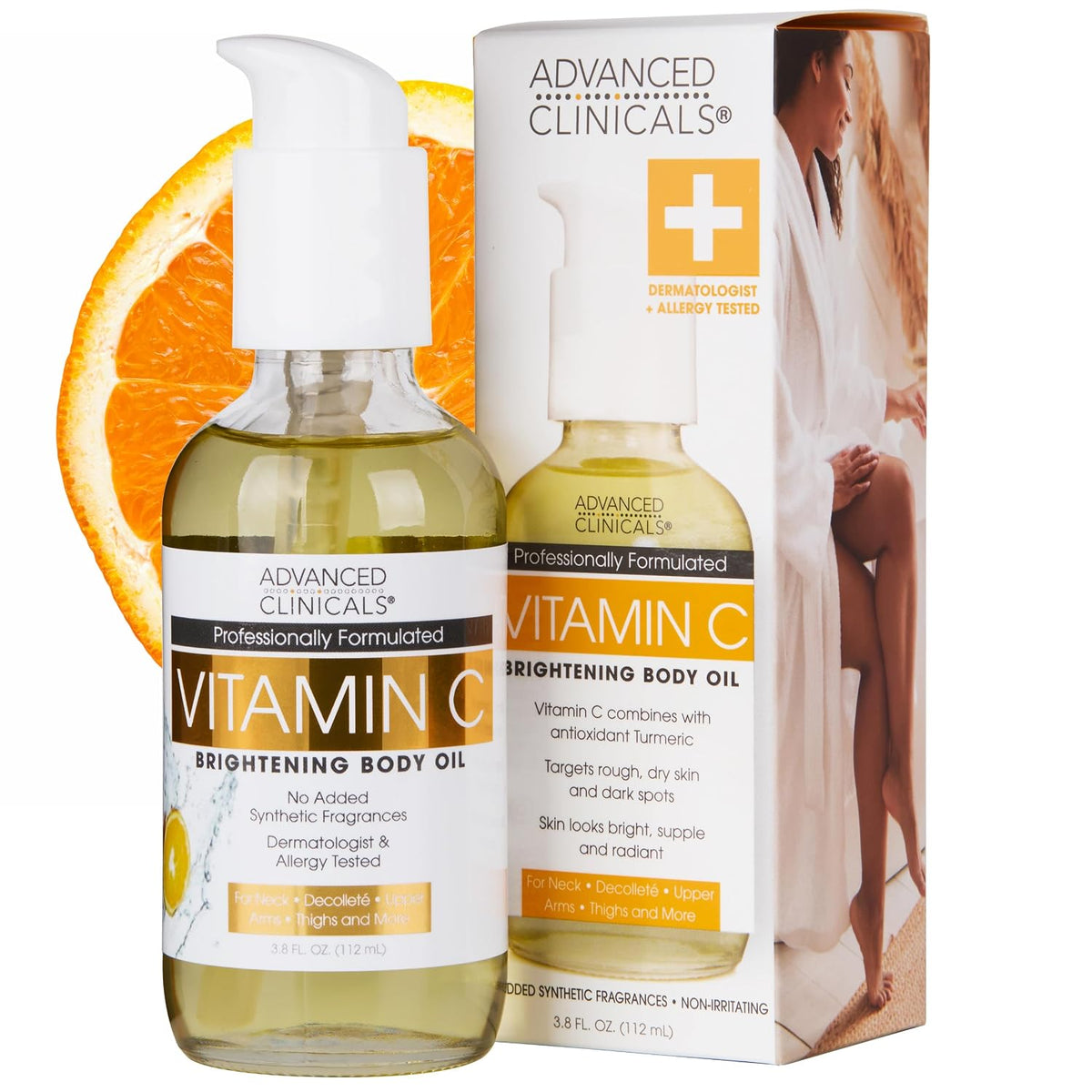 Advanced Clinicals Aceite corporal iluminador con vitamina C para m...