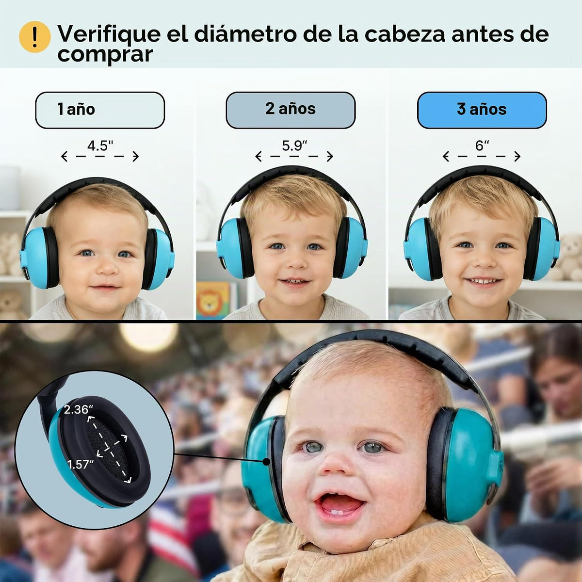 Friday 7Care - Auriculares para bebé, protección de oídos para bebé...