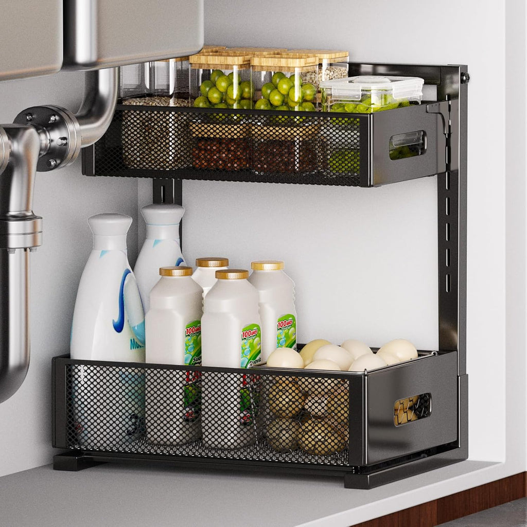 Organizador debajo del fregadero para baño y cocina, estante de alm...