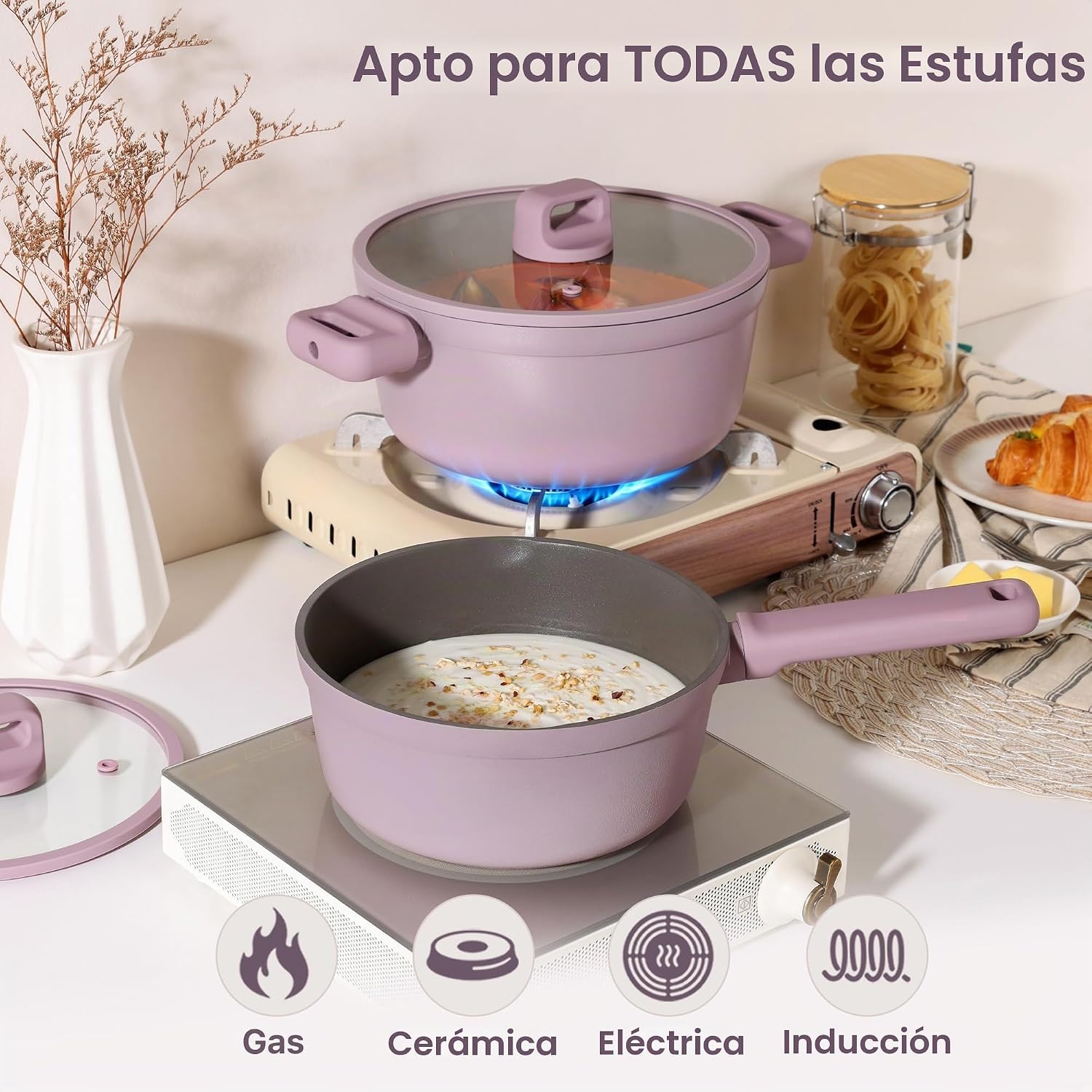 SENSARTE Juego de 20 ollas y sartenes antiadherentes, juego de uten...