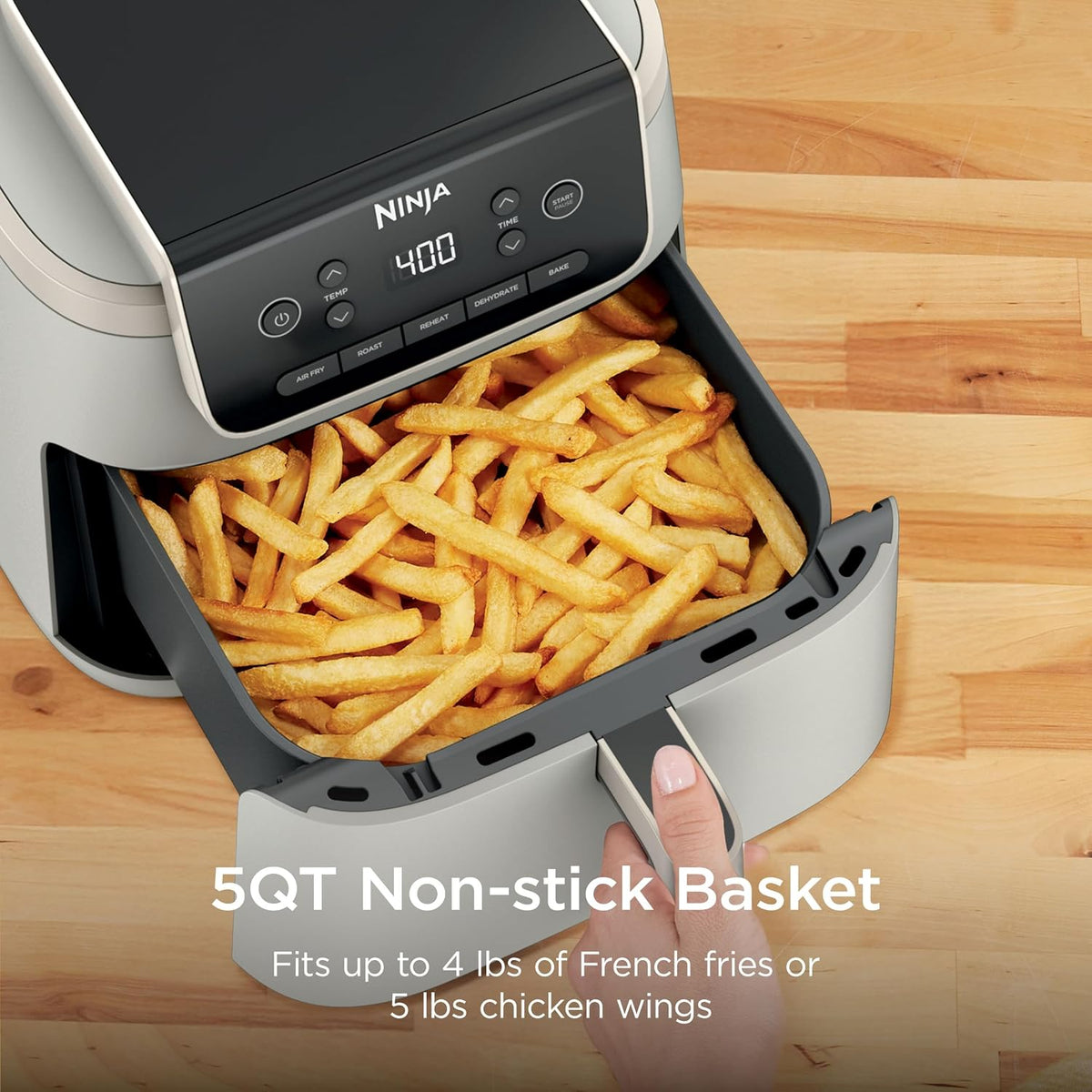 Ninja Air Fryer Pro, 5 cuartos de galón, 5 en 1, hueso y champán ex...