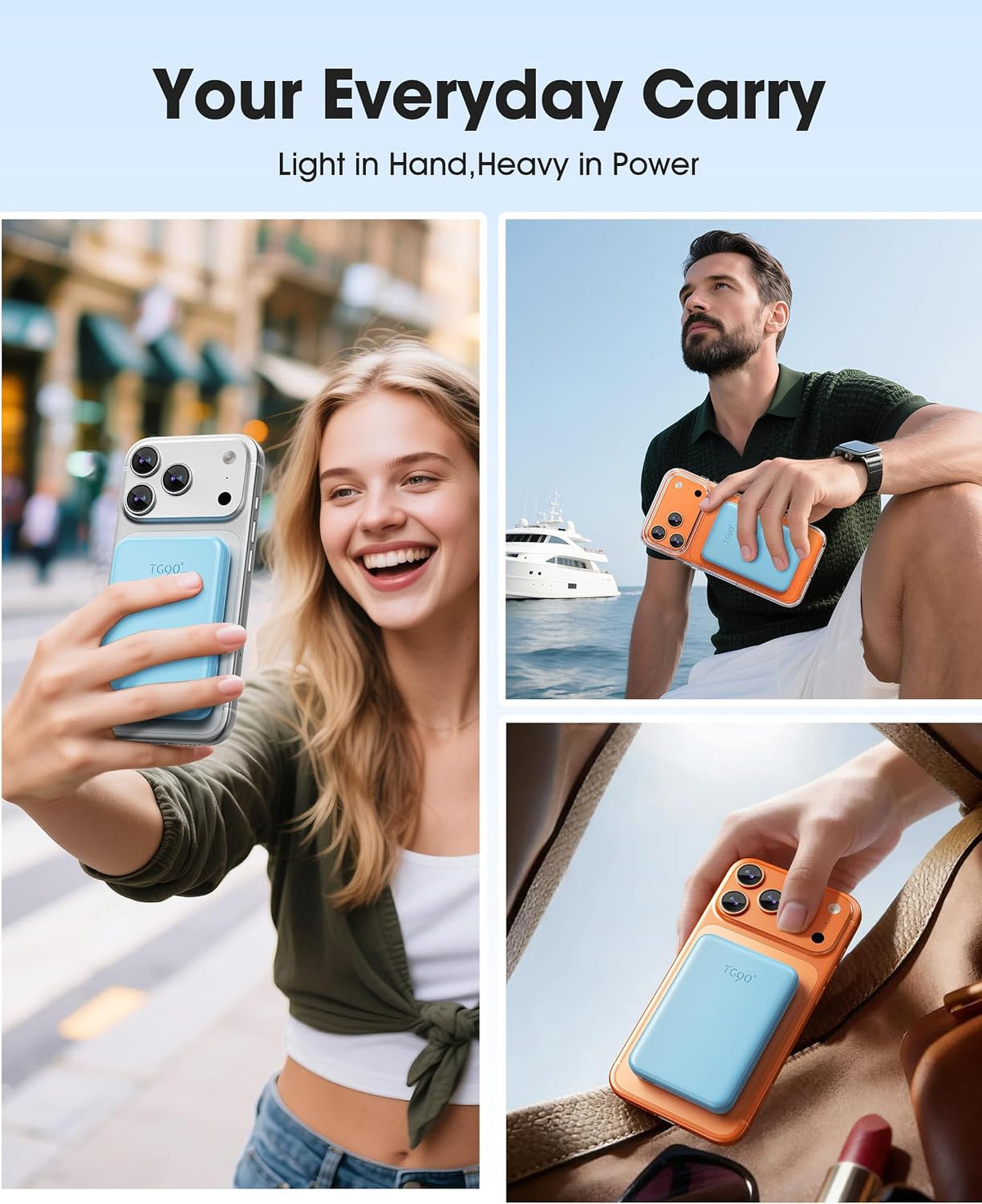 TG90° Mini banco de energía magnética,10,000mAh Magsafe cargador po...