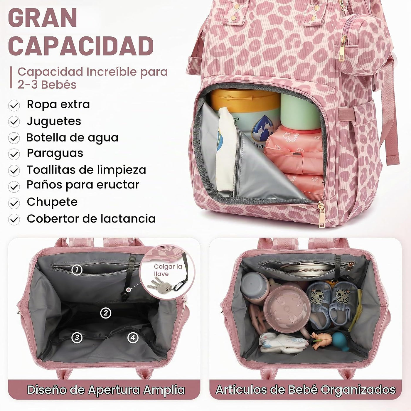 Lrenagao Mochila para pañales de bebé para mamá y papá, bolsa de pa...