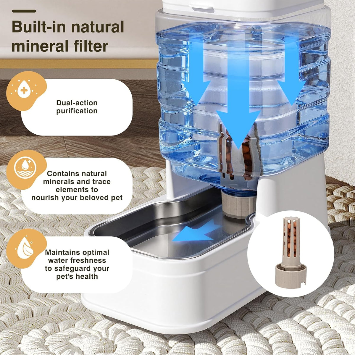 Paquete de 2 alimentadores automáticos para gatos y dispensador de...