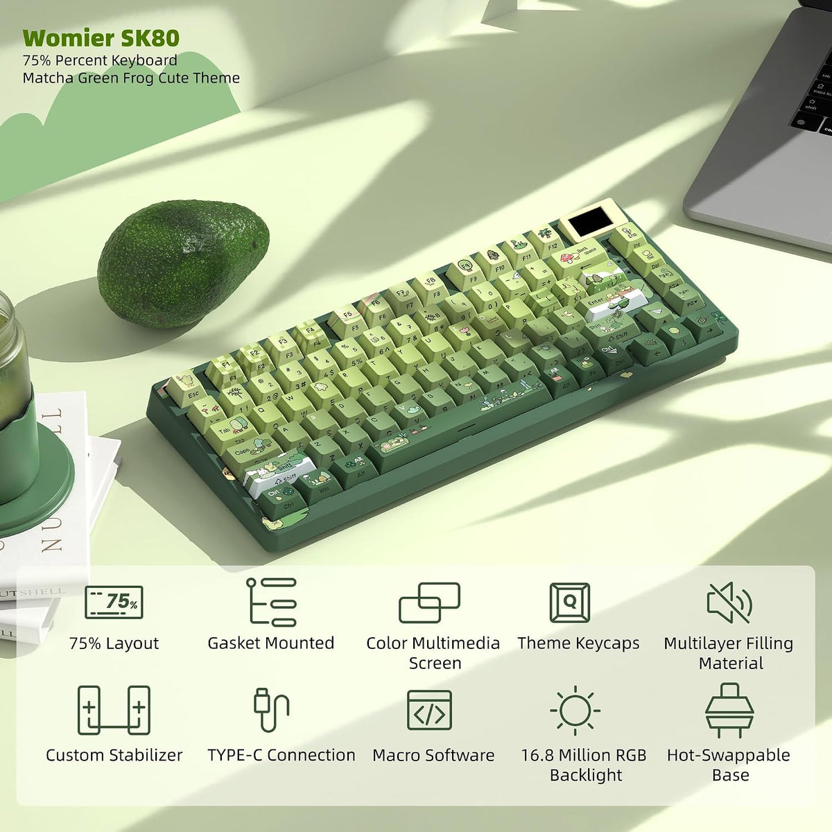 Womier Teclado SK80 el 75% con el teclado mecánico de la exhibición...