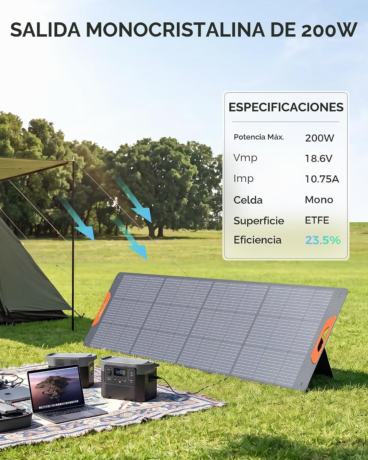 ZOUPW Panel solar portátil de 200W para central eléctrica | Panel s...