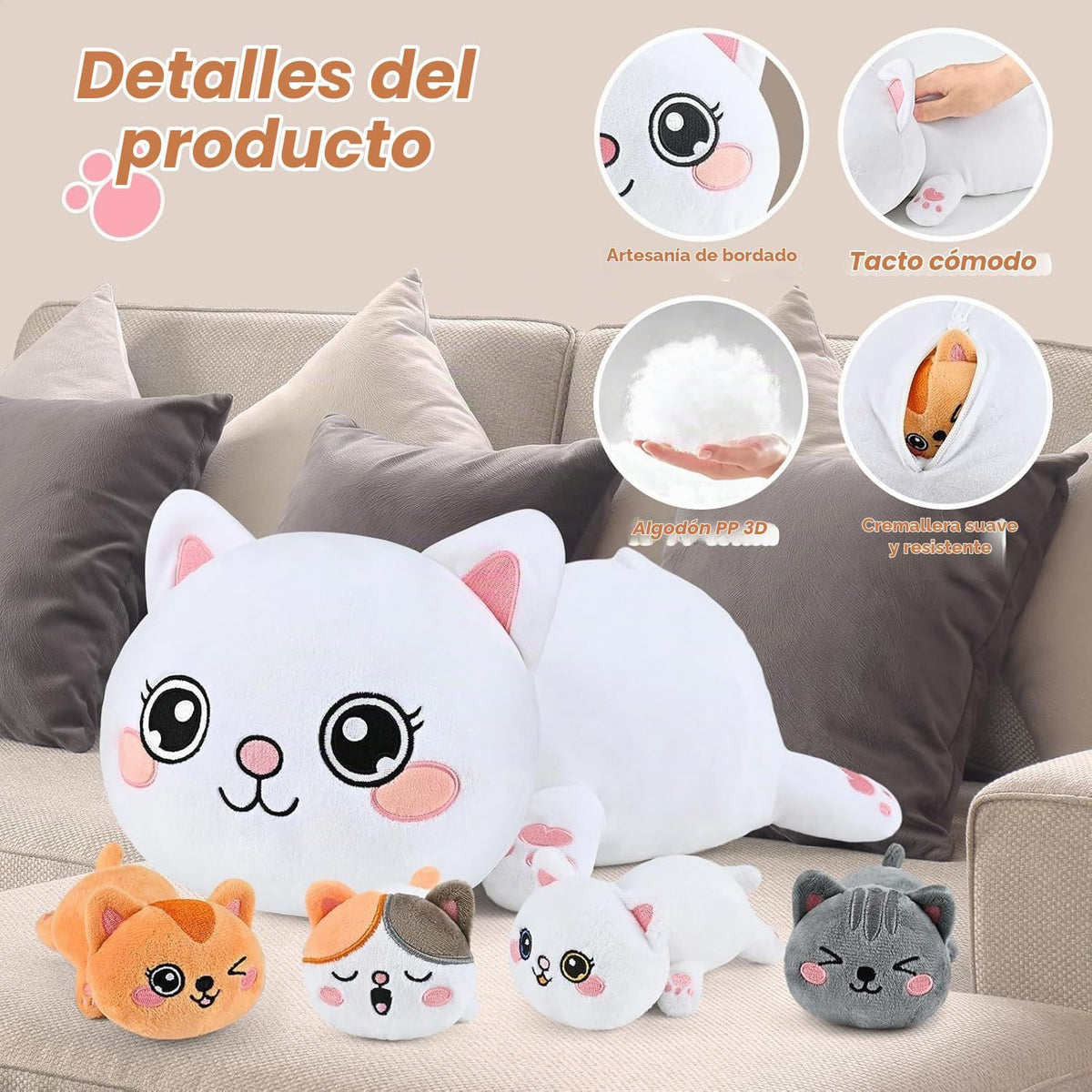 KMUYSL Juguetes de Peluche de Gatos para Niños de 0, 1, 2, 3, 4, 5,...