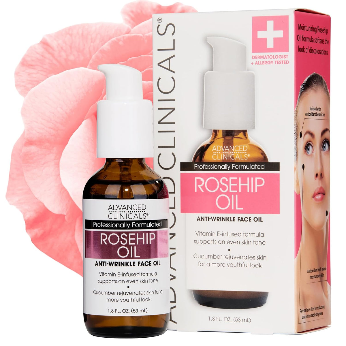 Advanced Clinicals- Suero facial hidratante de aceite de rosa mosqu...