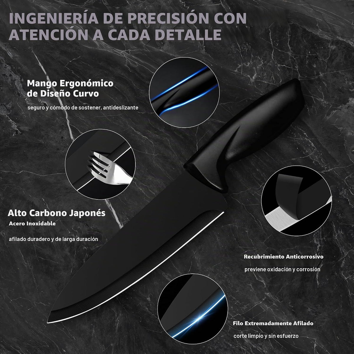 KroWallu - Juego de 20 cuchillos para cocina con bloque, apto para...