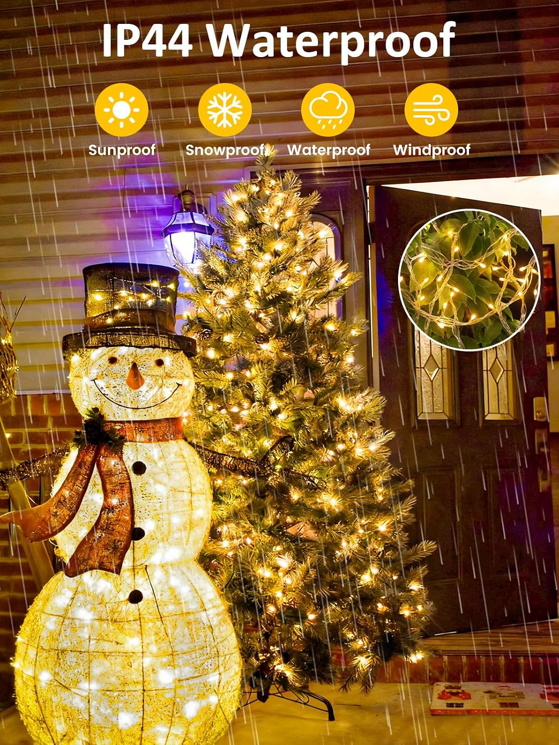 200 luces LED para árbol de Navidad con control por voz/botón para...