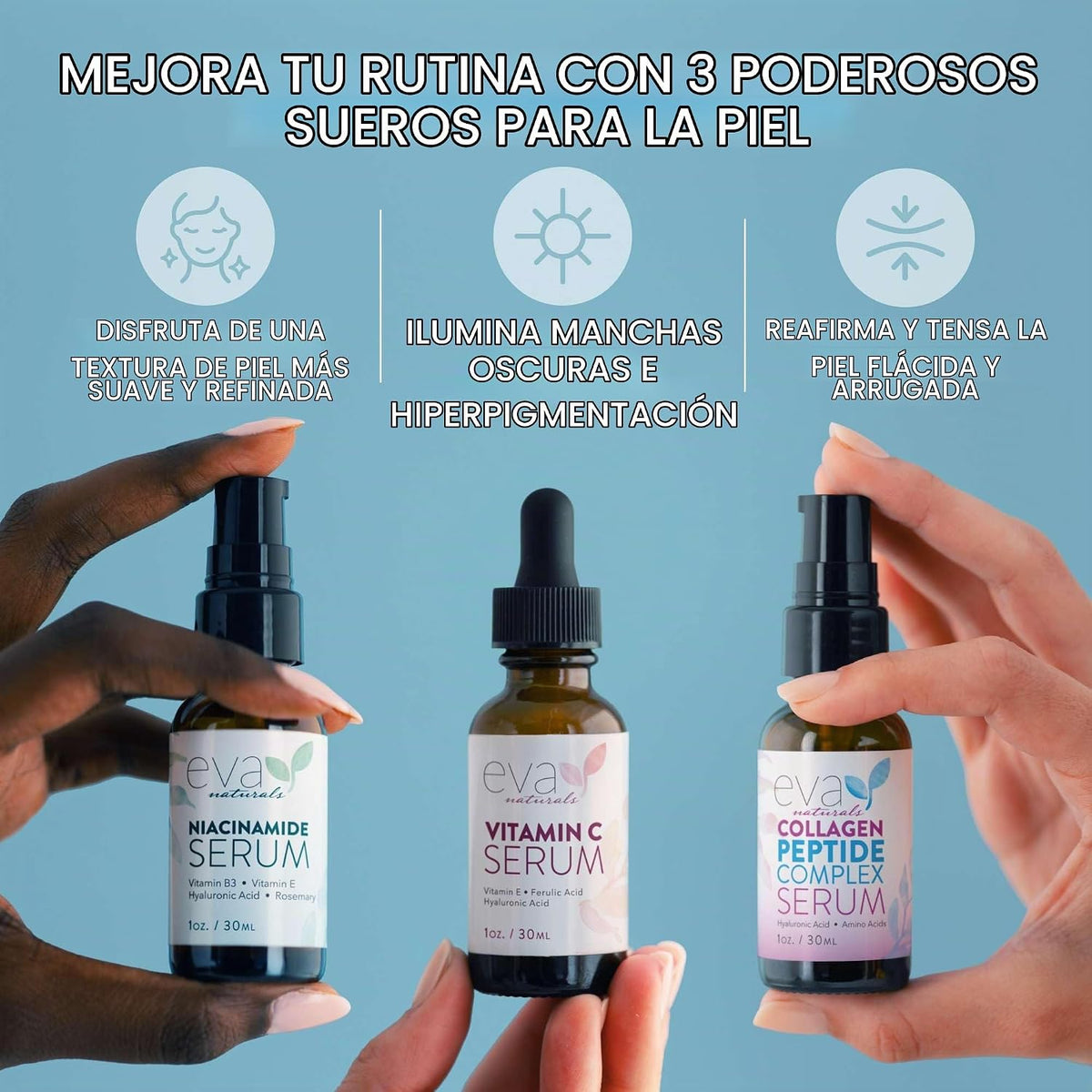 Eva Naturals Paquete de suero Firm &amp; Glow - Vitamina C, péptido...