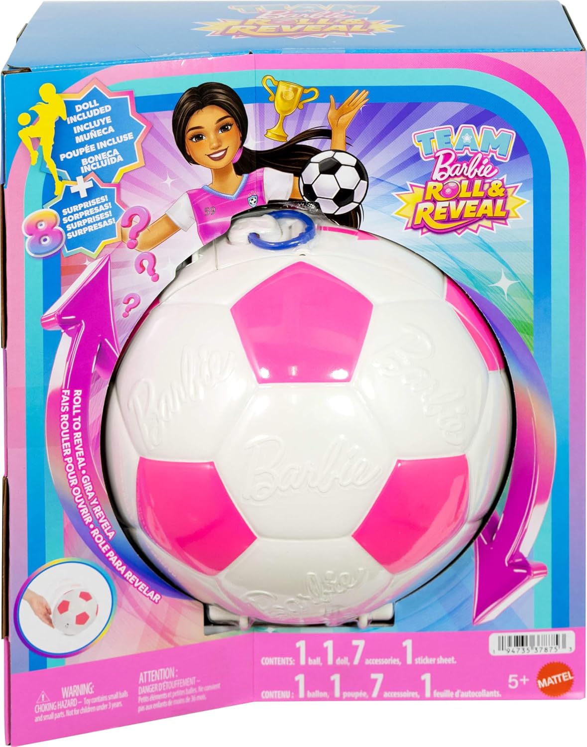 Barbie Muñeca y accesorios para jugador de fútbol Team Roll and Rev...