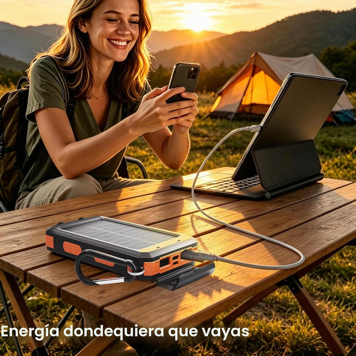 Banco de energía solar 38800mAh cargador portátil para teléfono con...