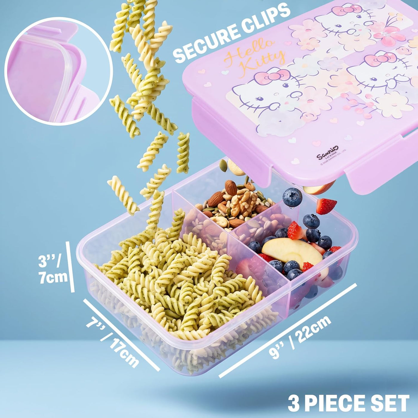 Get Trend Juego de 3 piezas de bolsa de almuerzo, caja bento y bote...