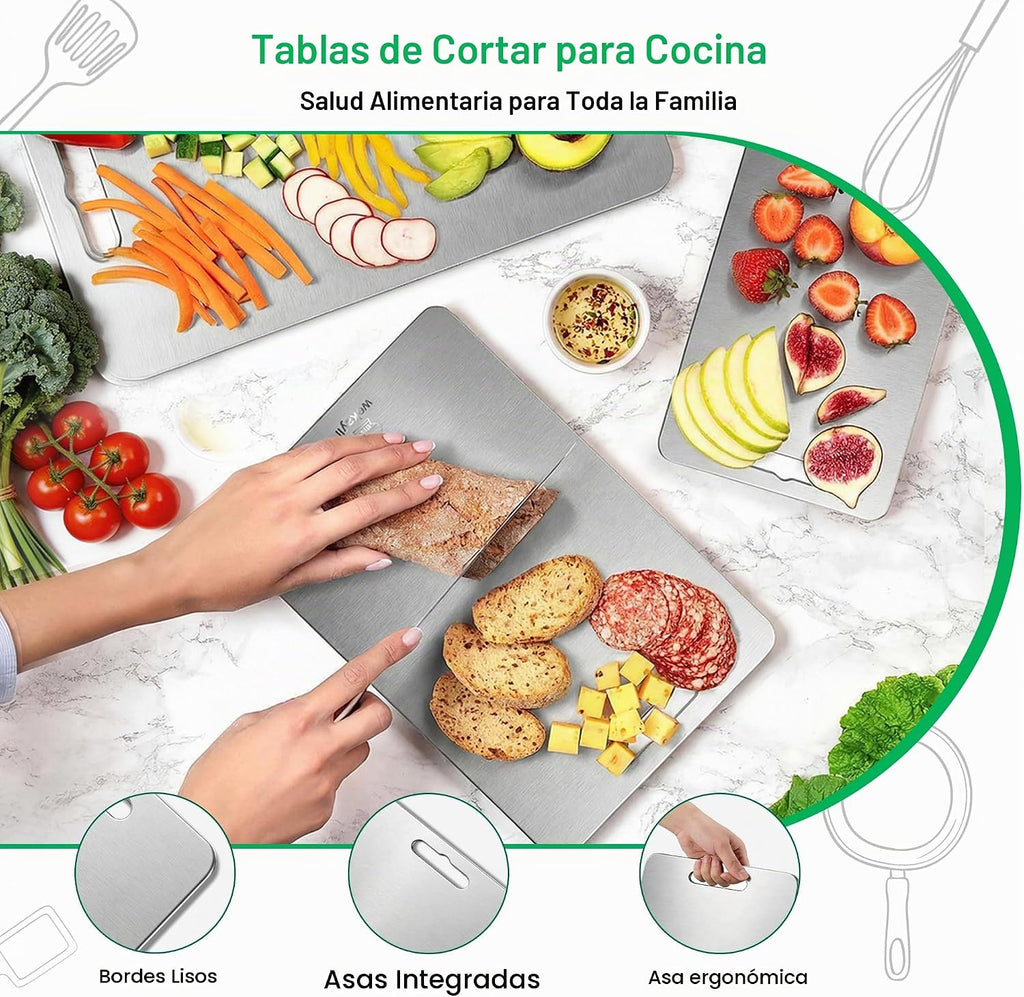 Wekayli Juego de 3 tablas de cortar de titanio 100% puro para cocin...