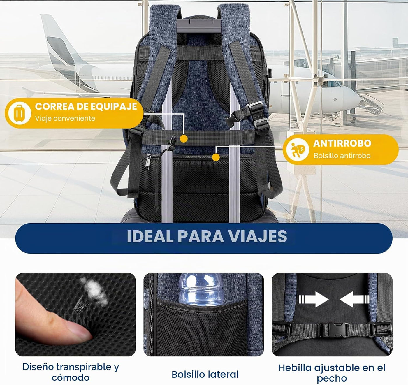 Sirmaeed Mochila de transporte, apta para viajes, se adapta a lapto...