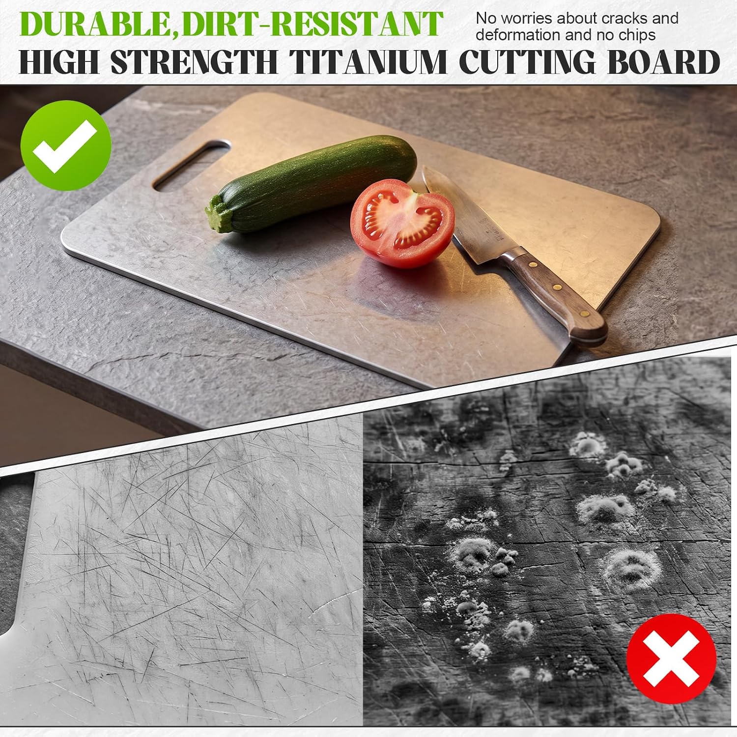 Singhoow 1 tabla de cortar de titanio para cocina, superficie de pa...
