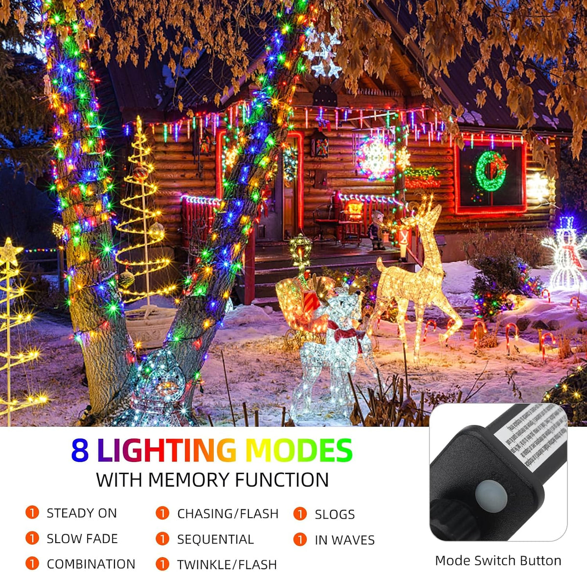 MZD8391 Luces de Navidad LED de 170 pies, 500 luces LED para interi...