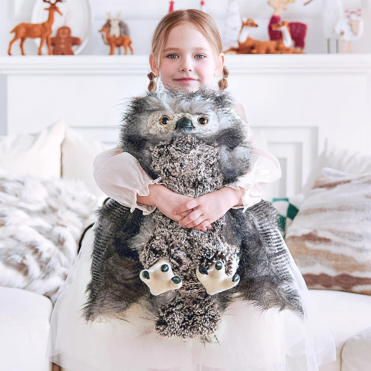 IKASA Juguete de peluche realista de búho gigante, 17 pulgadas, gra...