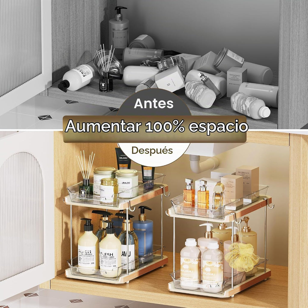 Delamu Organizadores de Baño de 2 Niveles Debajo del Fregadero y Al...