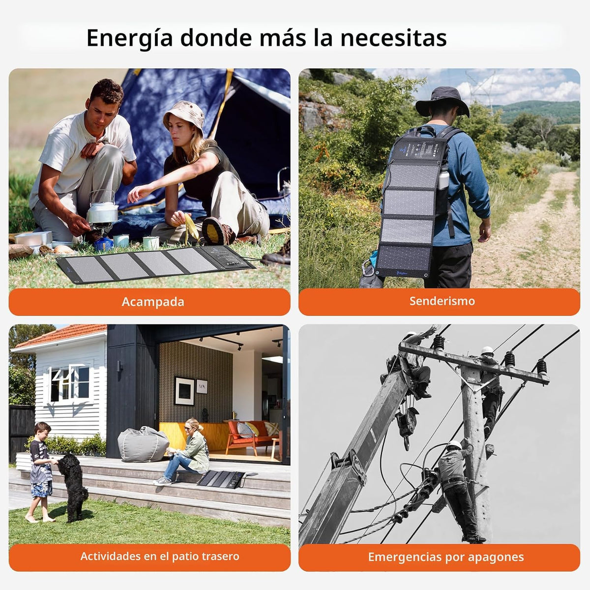 BigBlue Cargador de panel solar de alta eficiencia de 28 W con USB-...