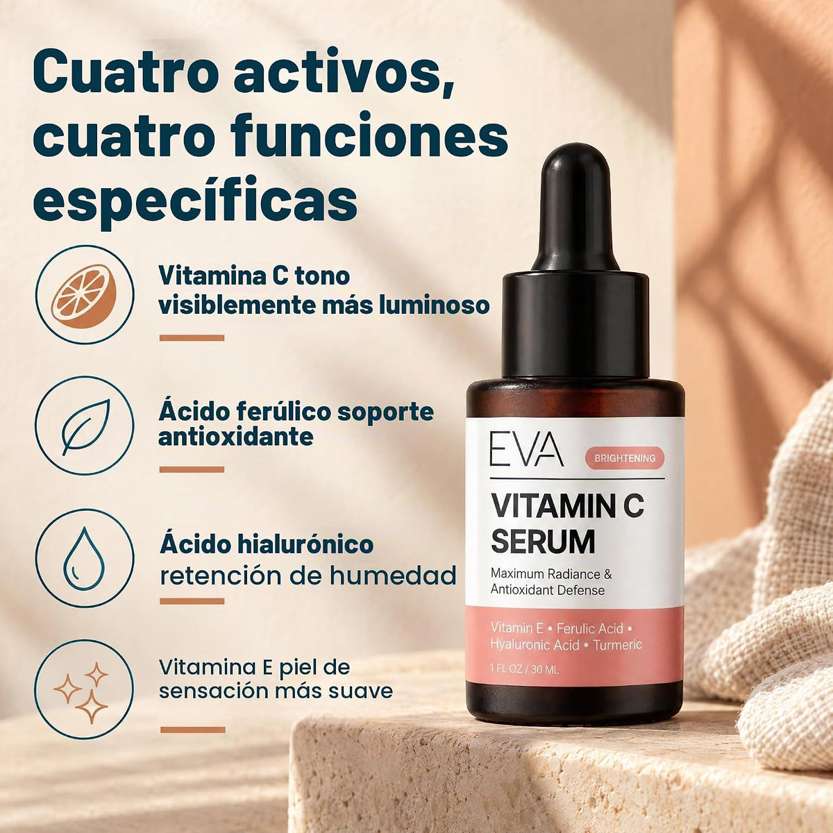 Suero de vitamina C al 20% para la cara, suero facial de vitamina C...