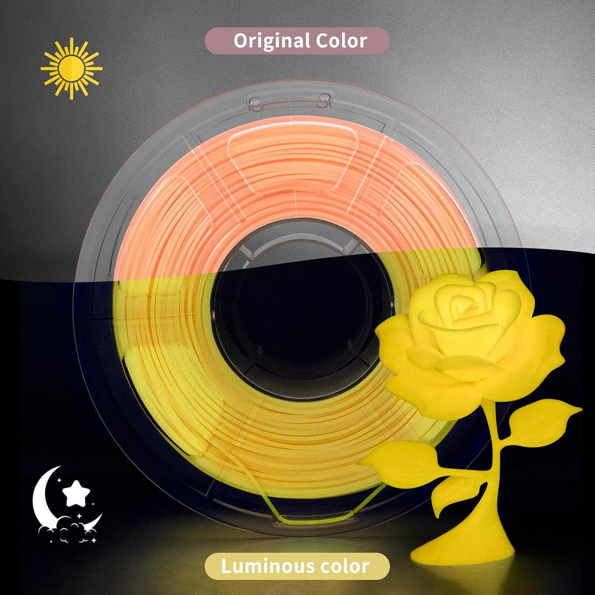 iSANMATE Filamento para Impresora 3D Brilla Naranja, Filamento que...