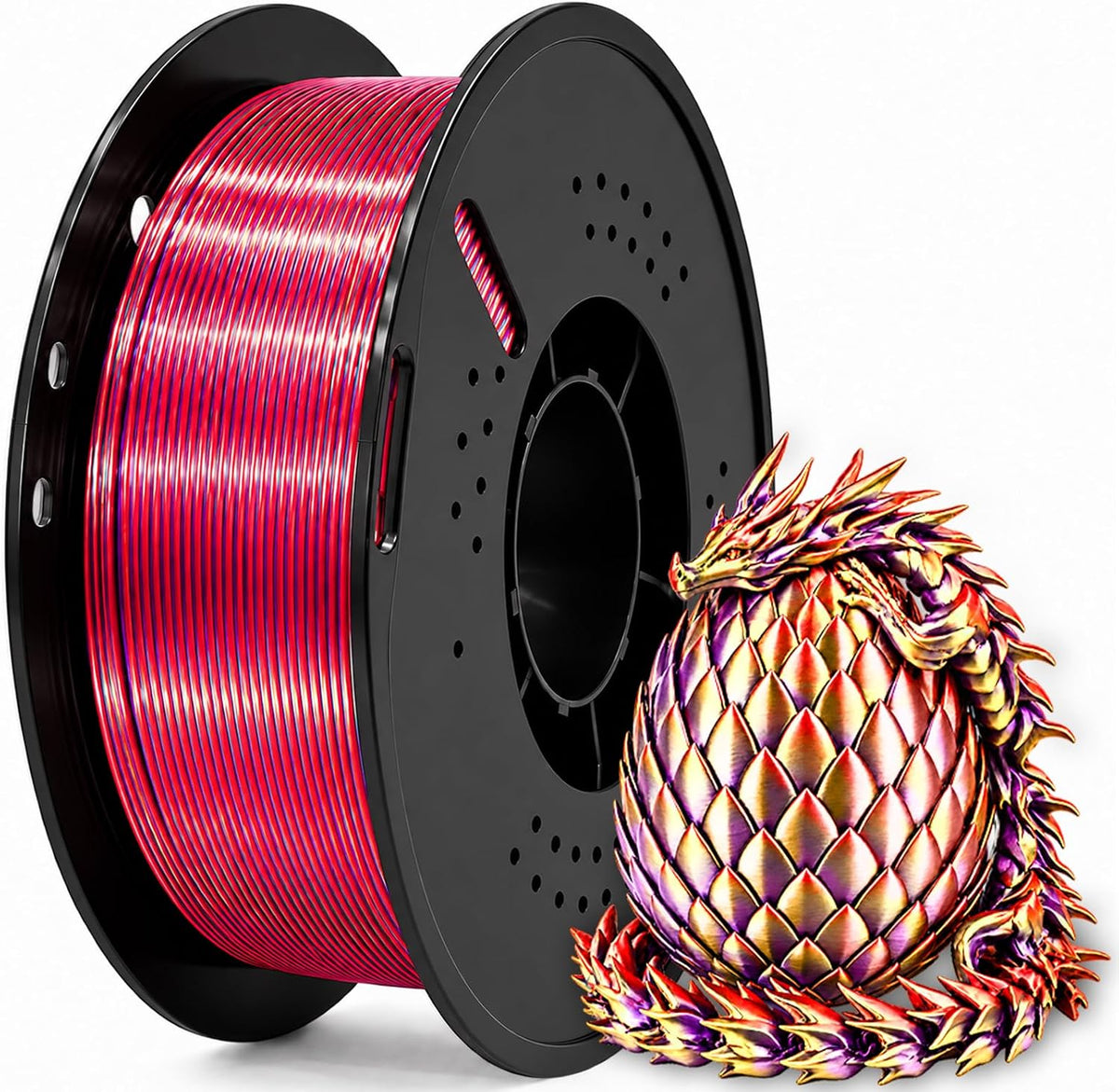 Frucindra Filamento de impresora 3D PLA+ de seda presecado, filamen...