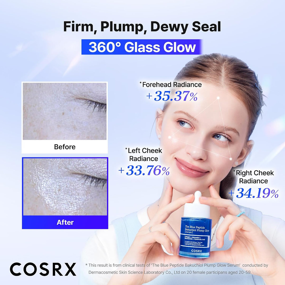 COSRX The Blue Copper Peptide Bakuchiol Suero, resplandor y relleno...