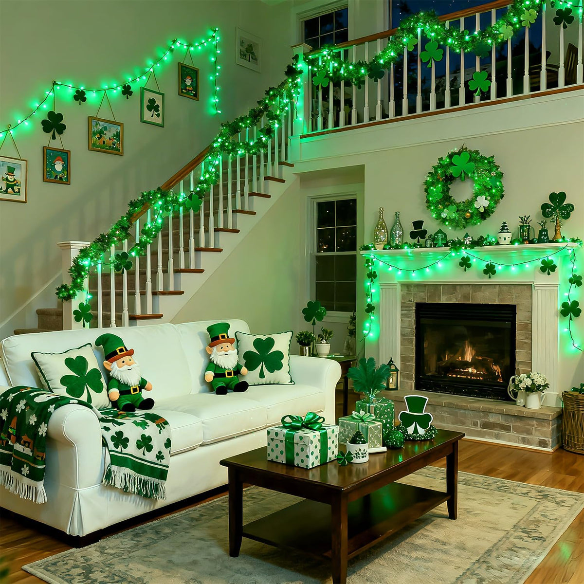 JMEXSUSS 1000 luces LED verdes de Navidad enchufables, luces de Hal...