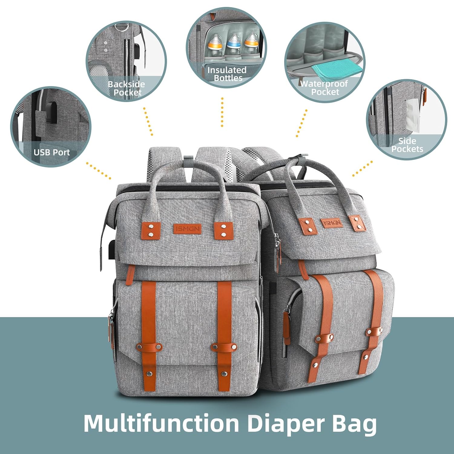 ISMGN - Mochila para pañales con cambiador, regalos para baby showe...