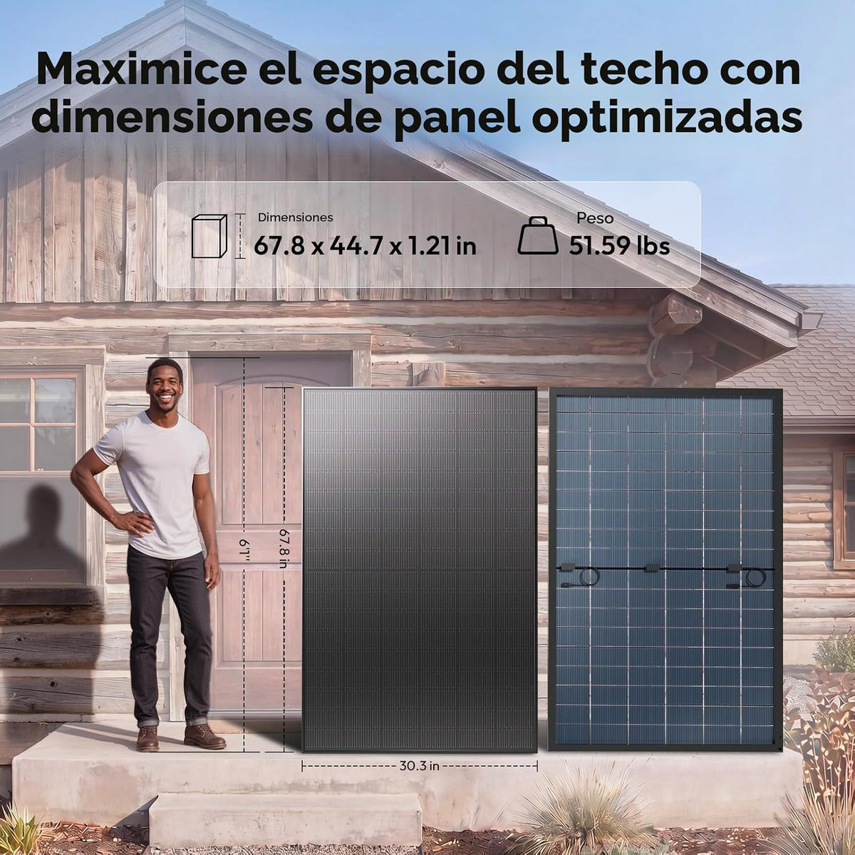 JJN Bifacial 2 paneles solares tipo N de 425 vatios, total 850 W, U...