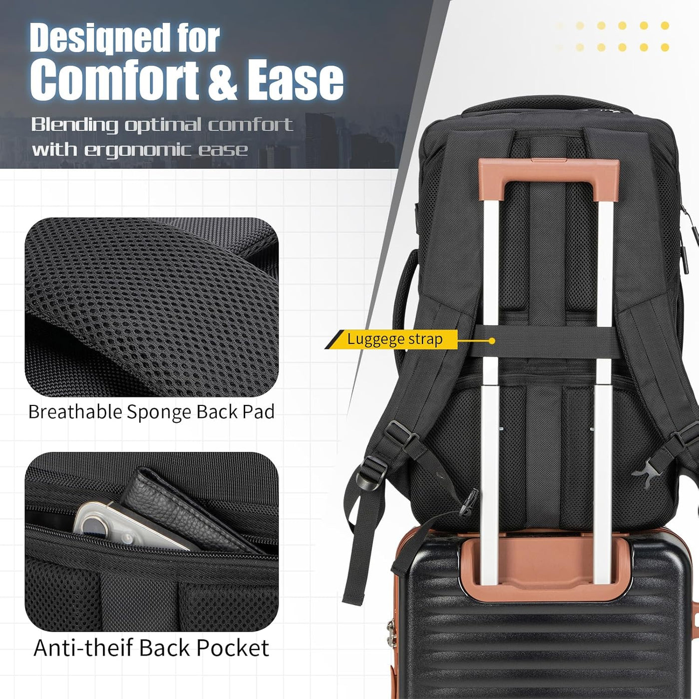 Mochila de viaje Velaybor 42L con 4 cubos de embalaje, bolsa de man...